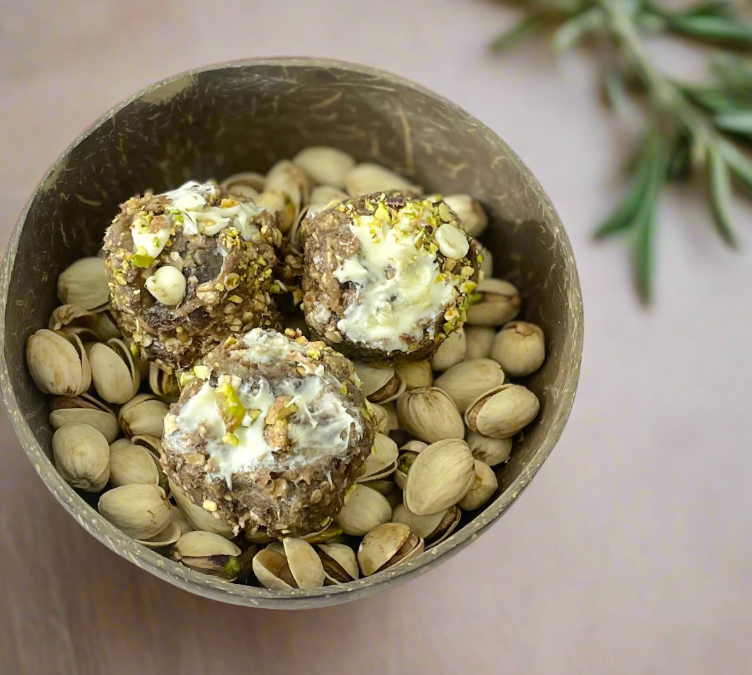 White Chocolate Pistachio Protein balls
