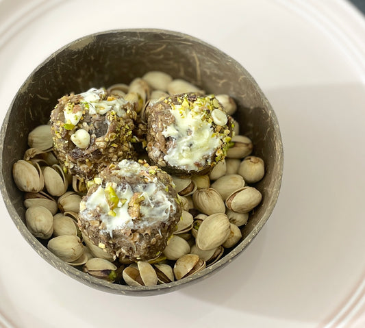 White Chocolate Pistachio Protein balls